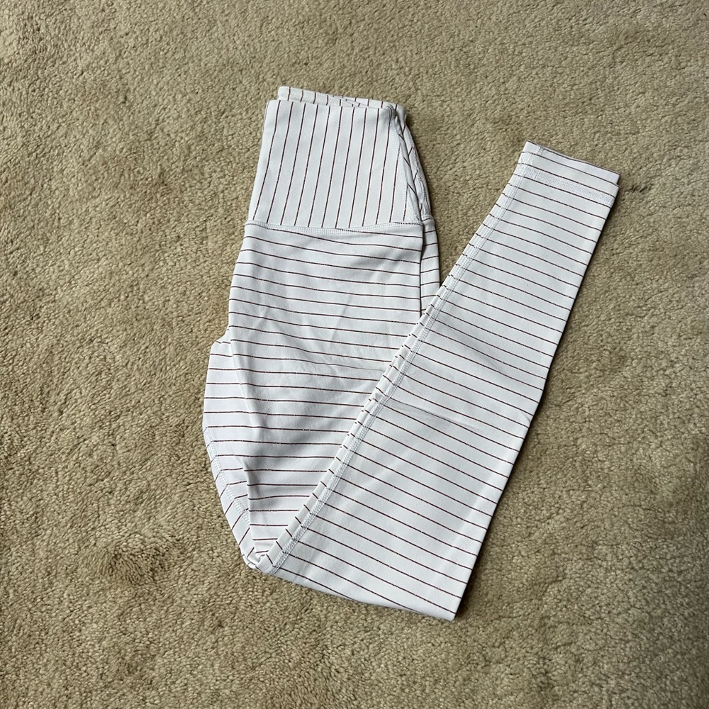 Glyder White and Pink Striped Leggings XS